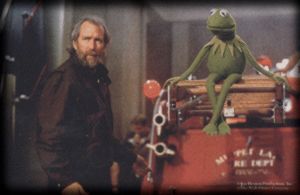 Jim Henson and Kermit on the MuppetVision 3D Set